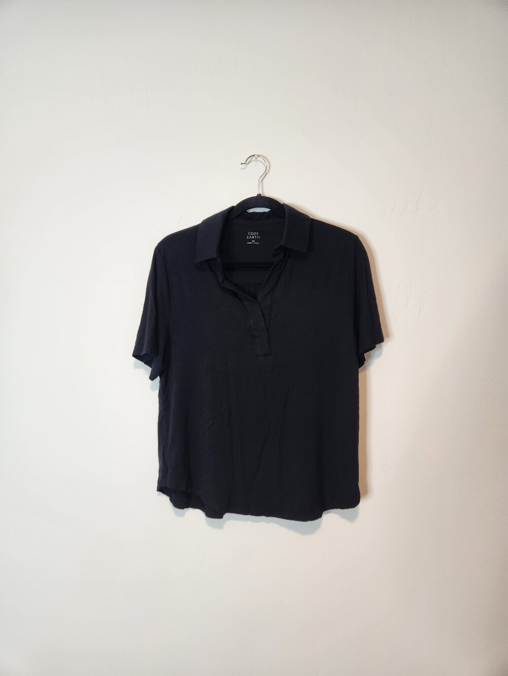 Cozy Earth Women’s Bamboo Stretch-Knit Short Sleeve Polo Size XS